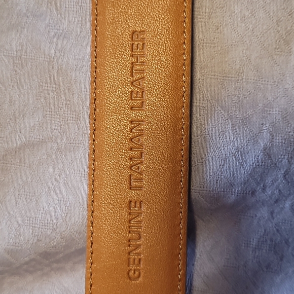 Lauren Ralph Lauren Italian tan leather belt gold tone buckle 39" x 1" Size L - Picture 10 of 11